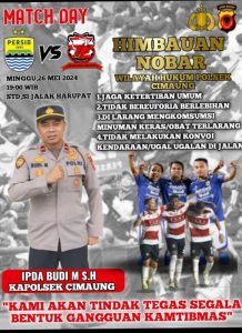 Nobar Persib vs Madura United Kapolsek Cimaung IPDA BUDI M SH berikan Himbauan Kamtibmas Kepada Masyarakat