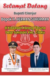 KETUA KARANG TARUNA KEC CILAKU TERRY USMAN/KANG ODES SAMBUT H.HERMAN SUHERMAN BUPATI CIANJUR