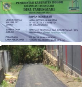 Realisasikan Bantuan Pelogram Samisade Tahap I TA 2024, Pemdes Tanjungsari Realisasikan Pengaspalan Jalan