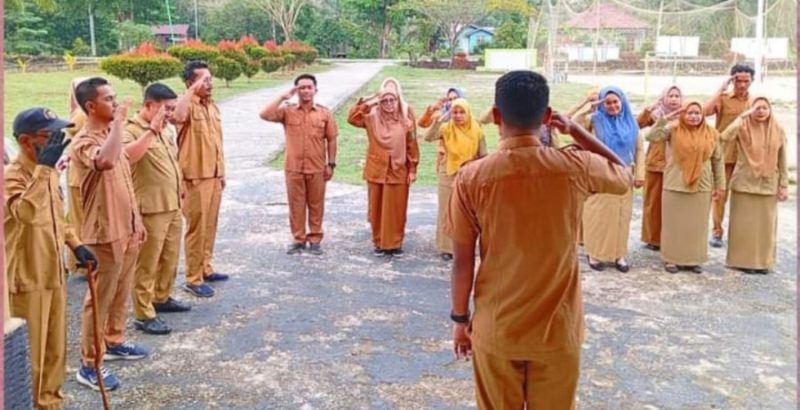 Pelaksaan Apel Senin Pagi,di Lingkungan Kantor Desa Bantan Tua Kecamatan Bantan