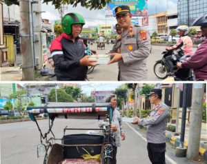 Satuan Pembinaan Masyarakat Polres Lubuk Linggau Bagikan 50 Nasi Kotak Kepada Tukang Ojek dan Becak